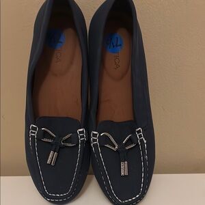 Nautica Navy Loafers with White Accents
